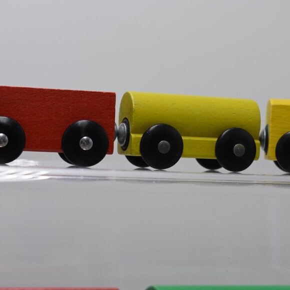 IKEA Lillabo Wooden Trains and Tender and Cars Railway Wooden Engines Lot of 8 - Picture 4 of 9